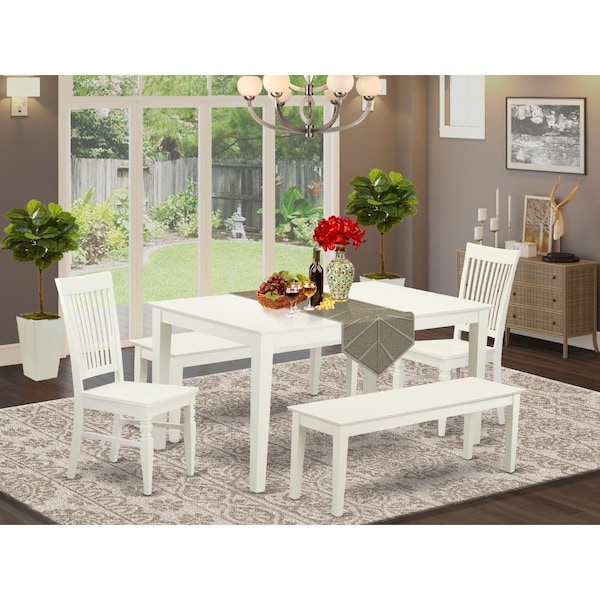 East West Furniture 5 Piece Capri Dining Room Set - Linen White CAWE5C-LWH-W - main